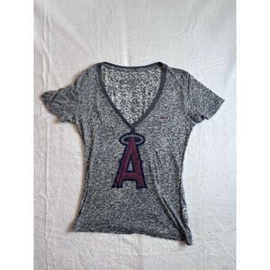 Nike Anaheim Angels Sheer Grey Short Sleeve Shirt Women's Medium V-Neck *‎